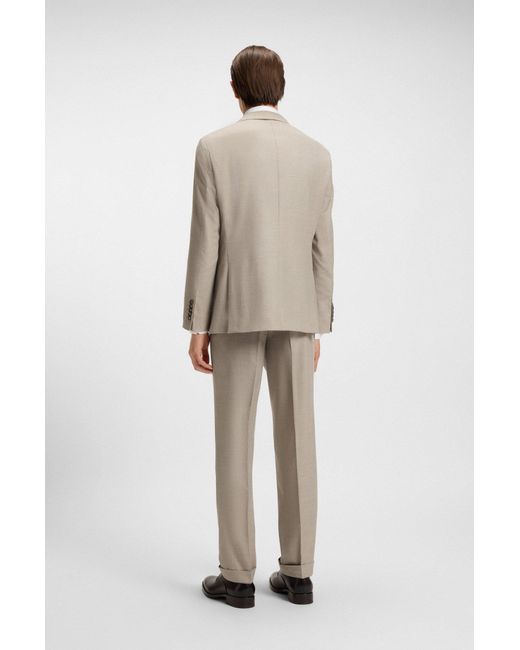 Boss Tweedelig Regular-Fit Pak Van Scheerwol Met Visgraatpatroon in het Natural voor heren