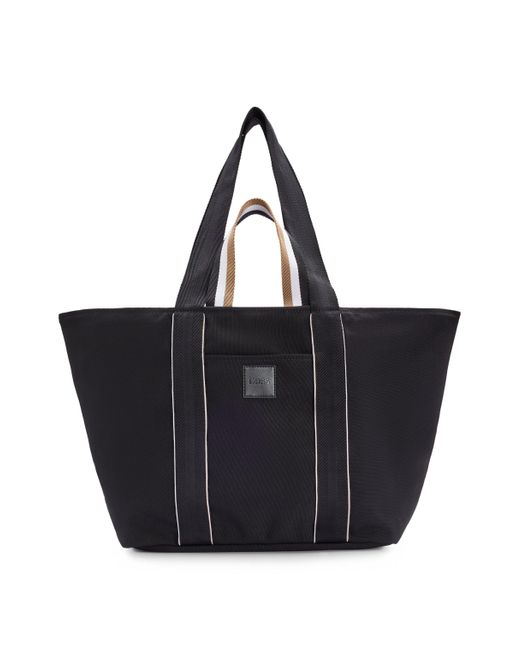 Boss Black Canvas Tote Bag With Logo Patch