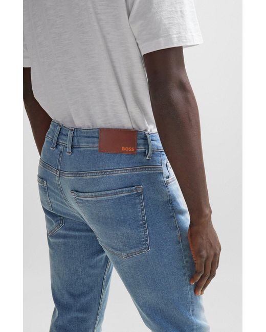 Boss Slim-fit Jeans In Blue Soft-motion Denim for men