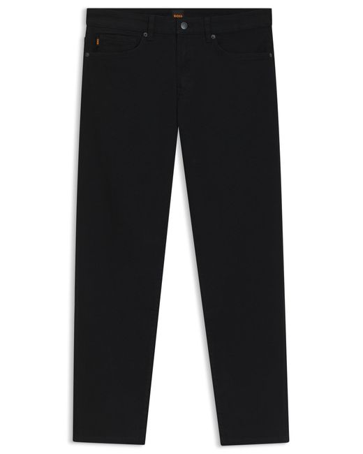 Boss Schwarze Maine Regular-Fit Jeans Aus Bequemem Stretch-Denim in Black für Herren