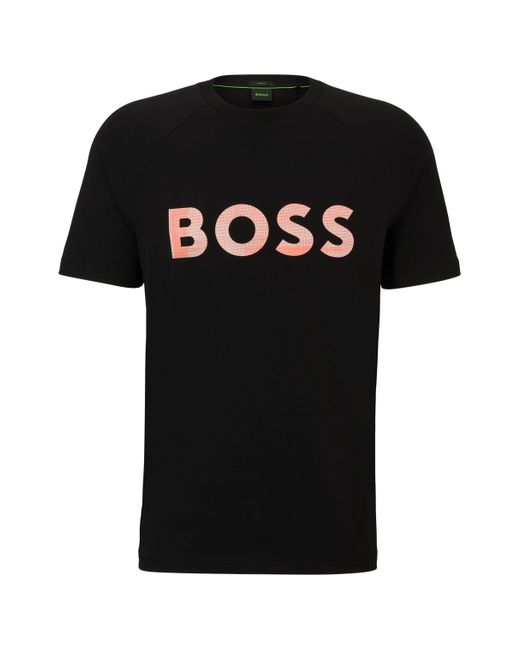 Boss Black Stretch-cotton Regular-fit T-shirt With Seasonal Logo for men