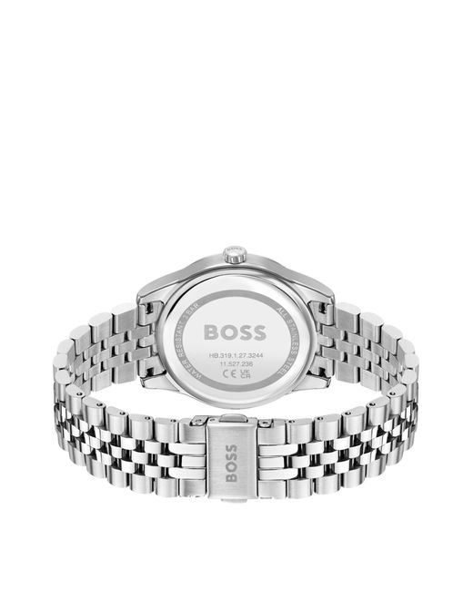 Boss Horloge Met Polsband Met Gebolde Schakels En Inzet Van Parelmoer in het White