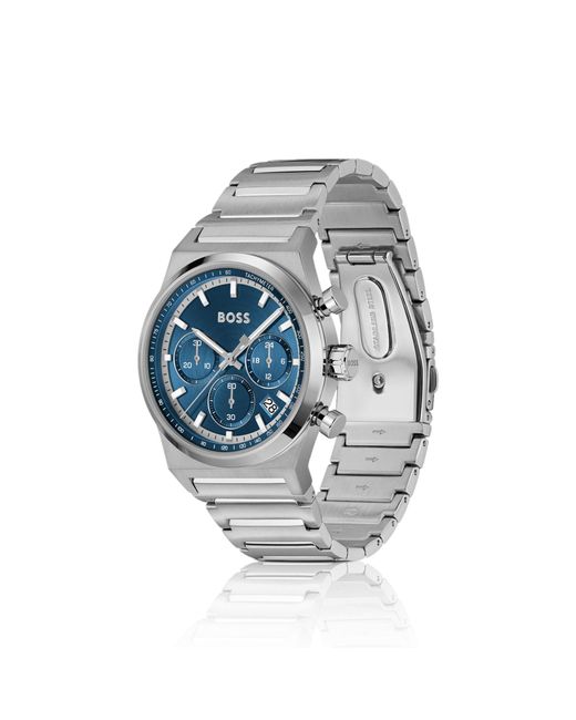 Boss Blue Tone Chronograph Watch With Dial for men
