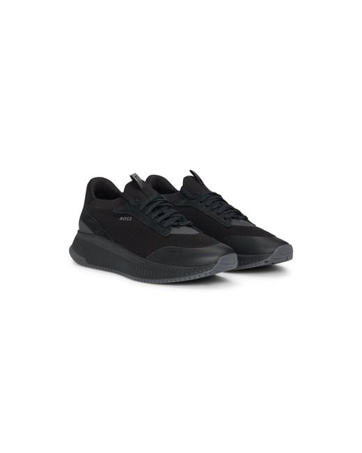 Boss Black Ttnm Evo Trainers With Knitted Uppers And Suede Trims for men