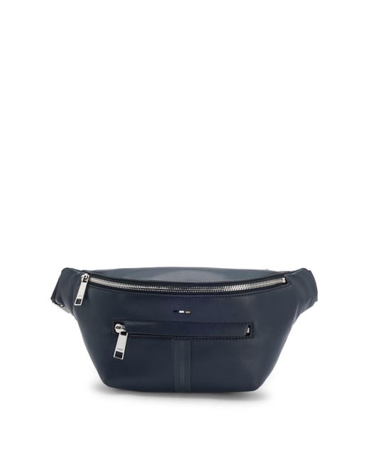 Boss Gürteltasche Aus Kunstleder Mit Strukturierten Details in Blue für Herren