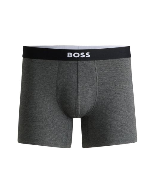 Boss Eng anliegende Boxershorts aus Stretch-Jersey mit Logo am Bund in Gray für Herren