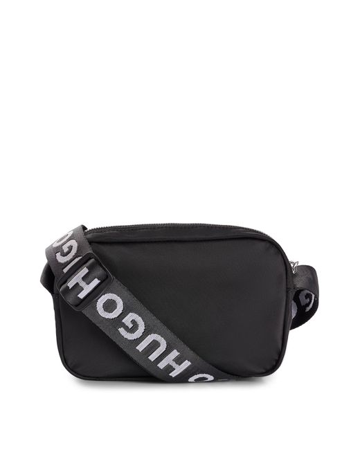 HUGO Black Logo-detail Crossbody Bag With Branded Strap