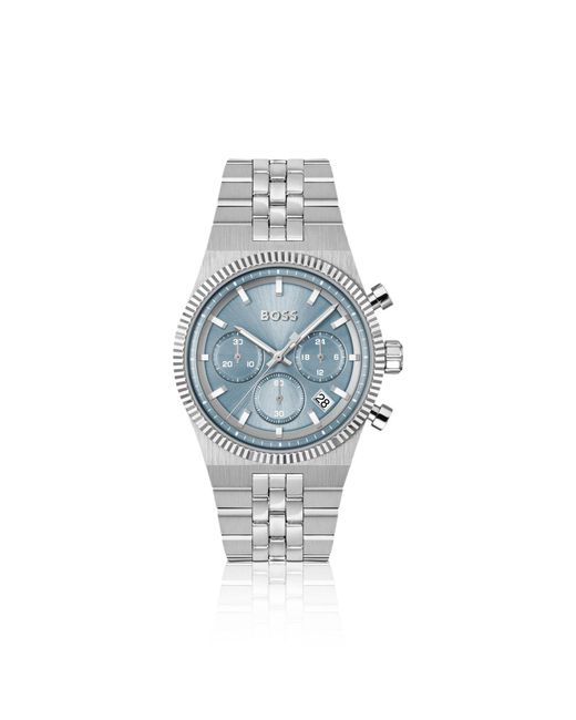 Boss Blue Candor-Dial Chronograph Watch With Fluted Bezel for men