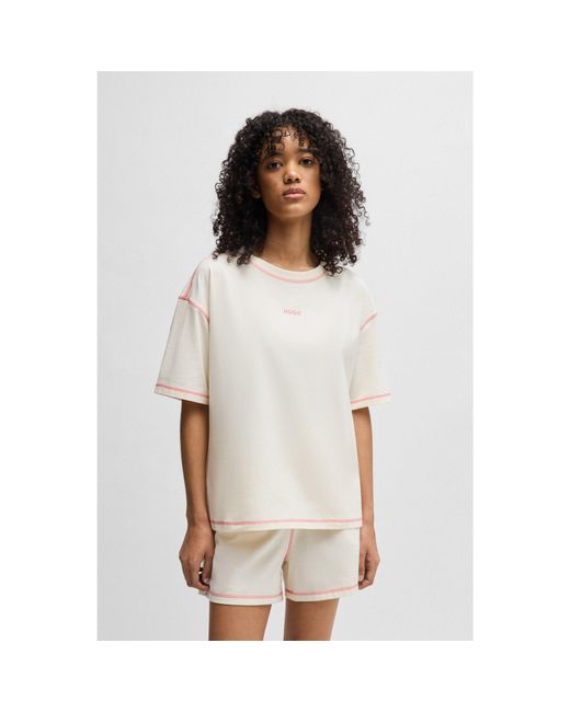 HUGO White Stretch-Cotton Pyjamas With Contrast Logos