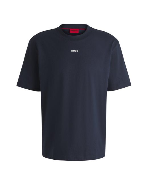 HUGO Relaxed-Fit T-Shirt Van Katoen Met Logoprint in het Blue voor heren