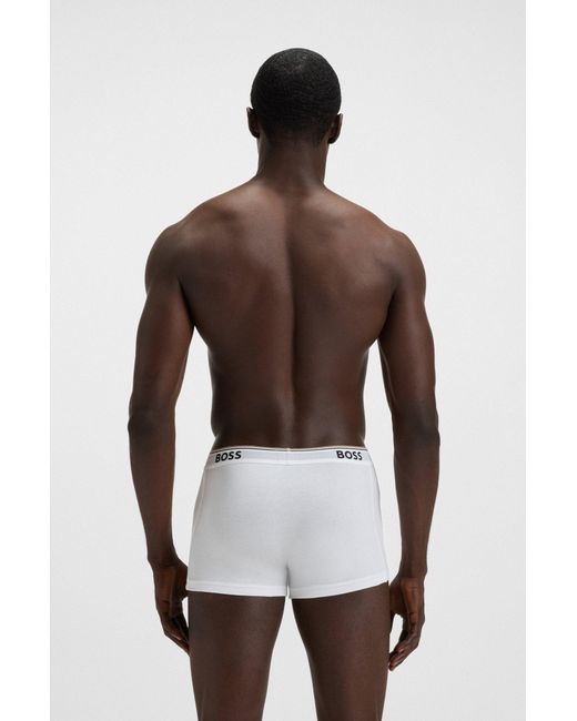 Boss Dreier-Pack Eng Anliegende Boxershorts Aus Stretch-Baumwolle Mit Logo Am Bund in White für Herren