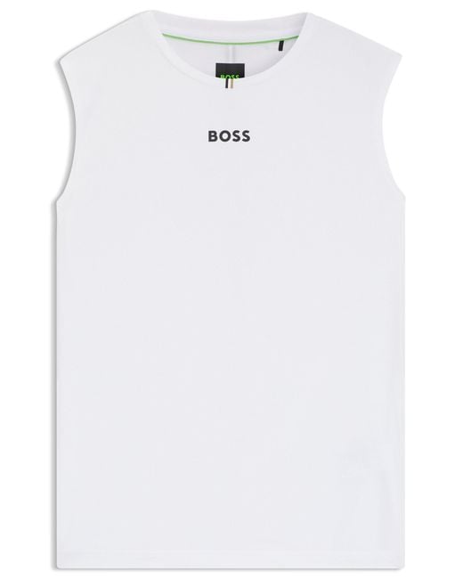 Boss Active Tanktop Aus Stretch-Gewebe Mit Streifen Auf Der Rückseite in White für Herren