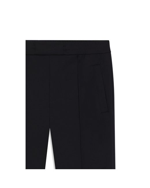 Boss Blue Straight-Fit Wool-Blend Trousers With Drawstring Waist for men