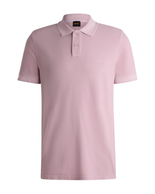 Boss Poloshirt aus Baumwoll-Piqué mit Logo-Print in Pink für Herren