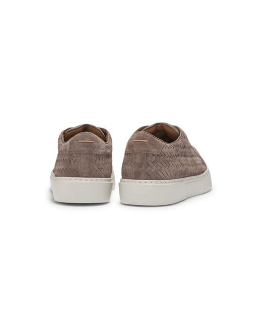 Boss Brown Gary Woven-Suede Trainers With Hidden Laces for men