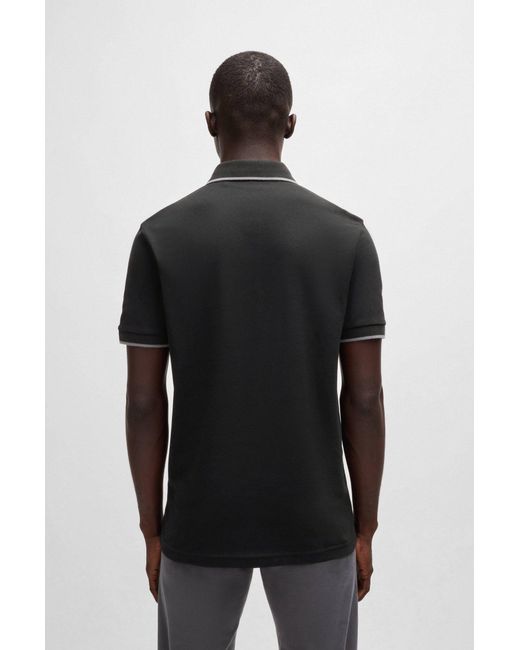 Boss Slim-Fit Poloshirt Aus Elastischem Baumwoll-Piqué in Black für Herren