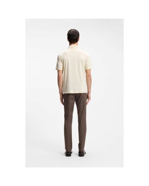 Boss Yellow Mercerised Cotton Polo Shirt With Stand-Up Collar for men