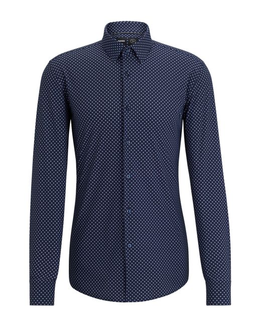 Boss Slim-fit Overhemd Van Hoogwaardig Stretchmateriaal Met Print in het Blue voor heren