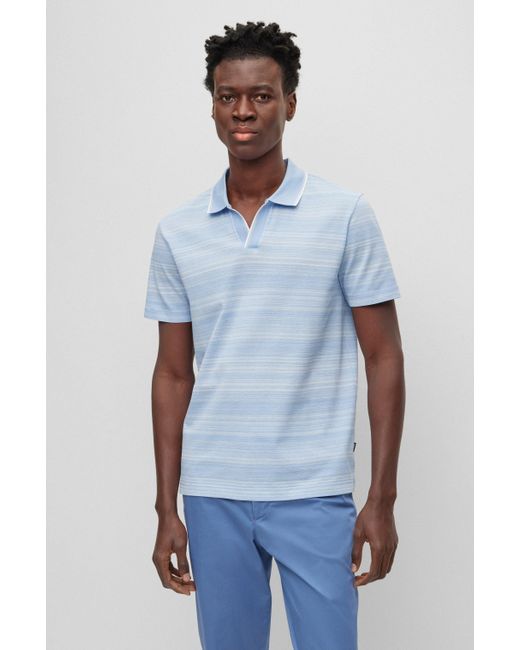 BOSS by HUGO BOSS Multi-toned Jacquard Polo Shirt In Mercerized Cotton ...