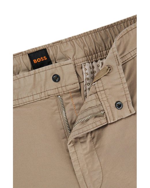 Boss Natural Cargo Trousers In Stretch-cotton Poplin for men