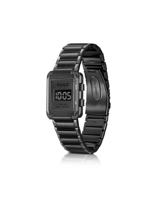 HUGO Black Link-Bracelet Digital Watch With Dial for men