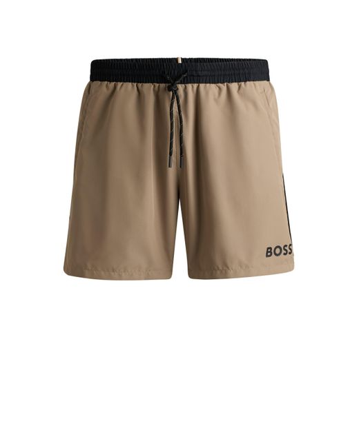 Boss Natural Quick-dry Swim Shorts With Contrast Details for men