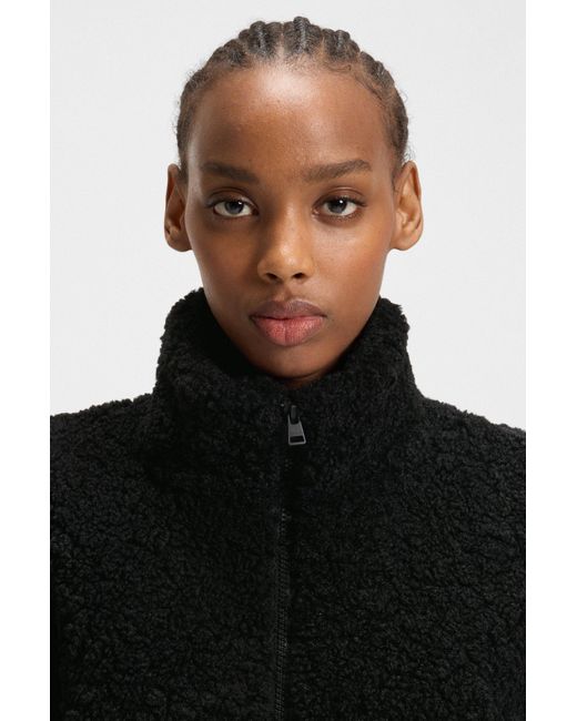 HUGO Black Teddy-Jacke Im Colour-Block-Design Mit Logo-Stickerei