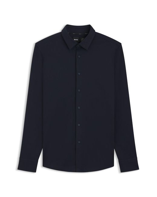 Boss Slim-Fit Hemd Aus Baumwoll-Mix Mit Performance-Stretch in Blue für Herren
