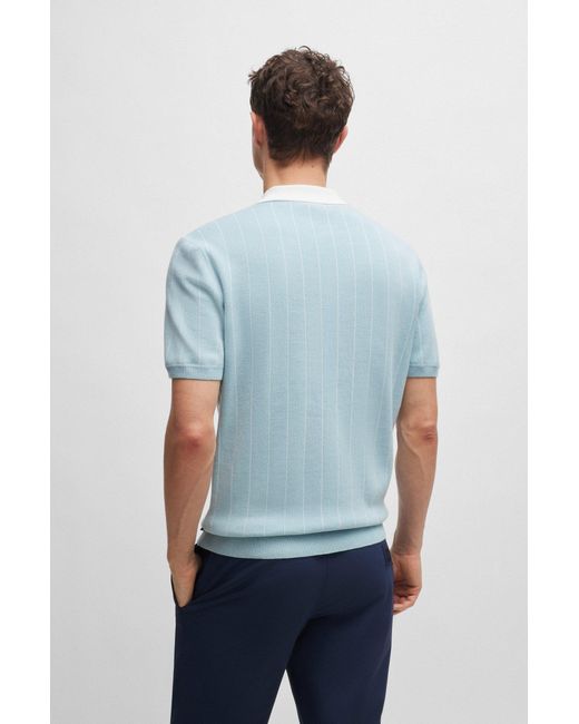 Boss Blue X Shohei Ohtani Cotton-knit Polo Shirt With Monogram Patch for men
