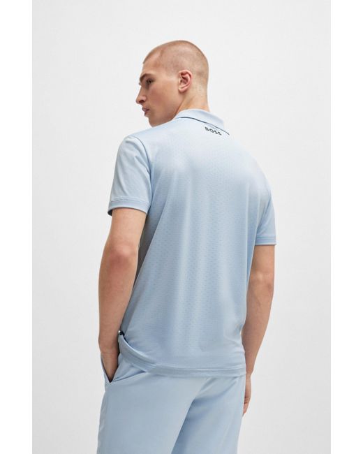 Boss Poloshirt aus Dégradé-Jacquard mit kontrastfarbenem Logo in Blue für Herren