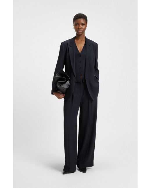 Boss Blue Extra Lange Nadelstreifenhose Mit Weitem Beinverlauf