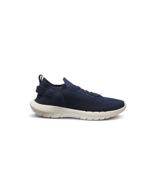 Boss Blue Motion Trainers With Knitted Uppers And Leather Trims for men