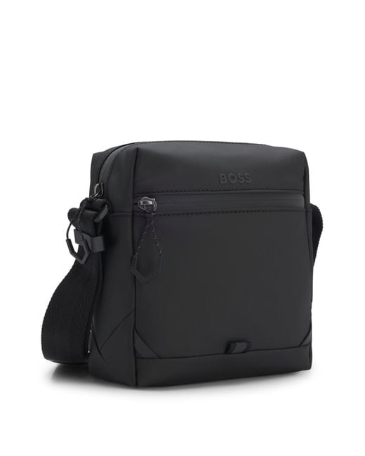 Boss Reporter-Tasche Aus Kunstleder Mit Reflektierenden Details in Black für Herren