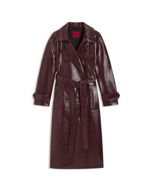 HUGO Red Double-Breasted Trench Coat