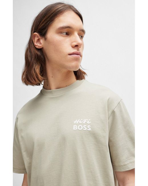 Boss Natural Relaxed-fit T-shirt In Pure Cotton With Seasonal Artwork for men