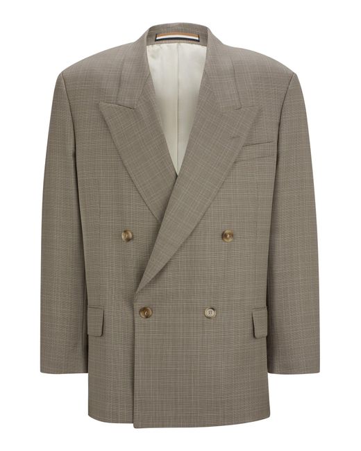 Boss Brown Relaxed-fit Jacket In Checked Virgin-wool Serge for men