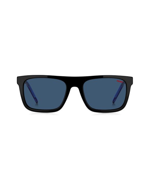 HUGO Sonnenbrille aus schwarzem Acetat mit blau getönten Gläsern in Blue für Herren