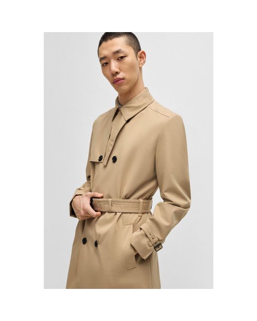 HUGO Natural Water-Repellent Trench Coat With Buckled Belt for men