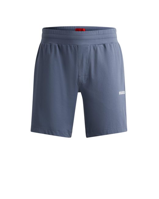 HUGO Shorts aus elastischer Baumwolle mit Kontrast-Logo und Kordelzug in Blue für Herren