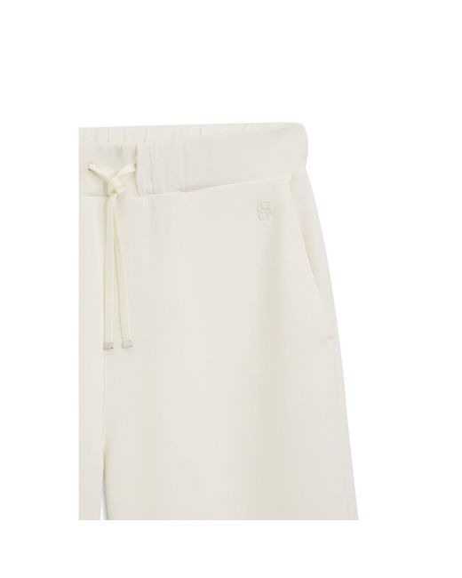 Boss White Relaxed-Fit Trousers
