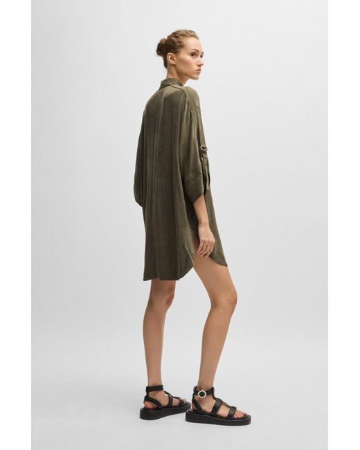 Boss Green Relaxed-fit Blouse With Concealed Closure
