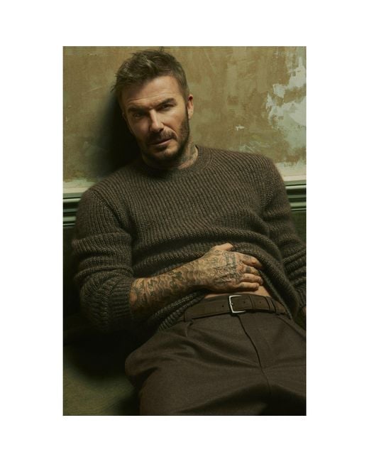 Boss Brown Beckham X Knitted Sweater With Mouliné Rib for men