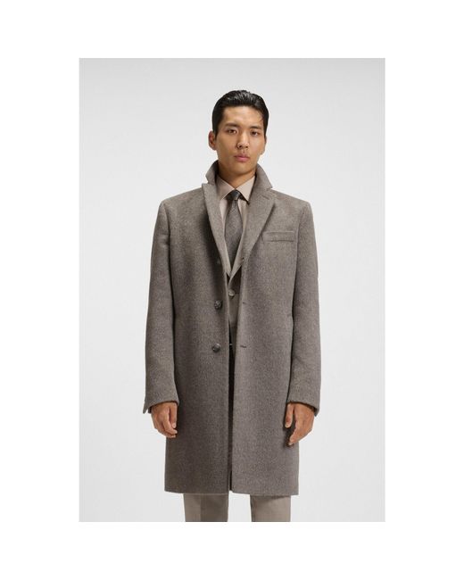 Boss Brown Slim-Fit Coat for men