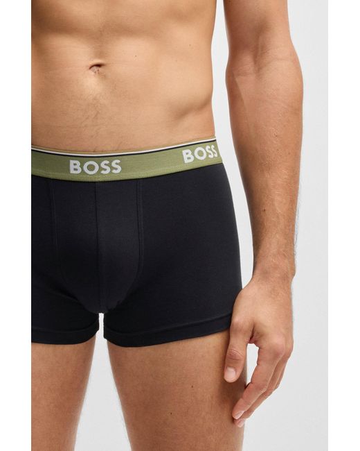 Boss Set Van Drie Korte Boxers Met Logotailleband Van Stretchkatoen in het Green voor heren