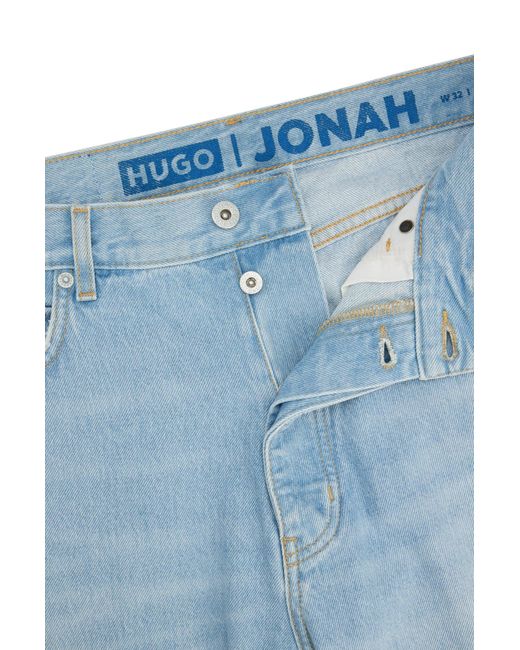 HUGO Black Regular-fit Jeans In Pure-cotton Denim for men