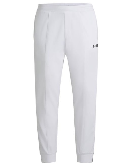 Boss Regular-Fit Hose Aus Stretch-Gabardine Mit Logo-Detail in White für Herren