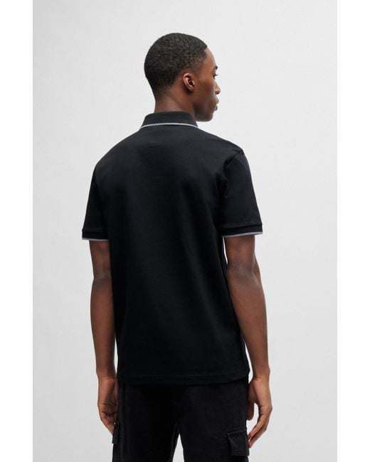 BOSS by HUGO BOSS Slim-Fit Poloshirt aus Stretch-Baumwolle mit Logo-Aufnäher  in Schwarz für Herren | Lyst DE | Poloshirts