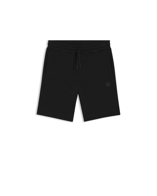 Boss Black Cotton-Terry Shorts With Logo Patch for men