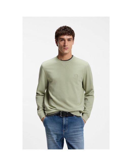 Boss Green Cotton-Terry Sweatshirt With Logo Patch for men