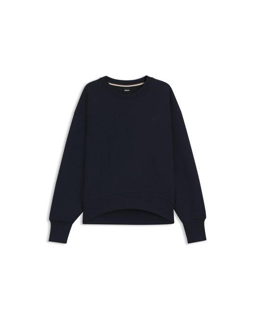 Boss Blue Cotton-Blend Sweatshirt With Double B Monogram